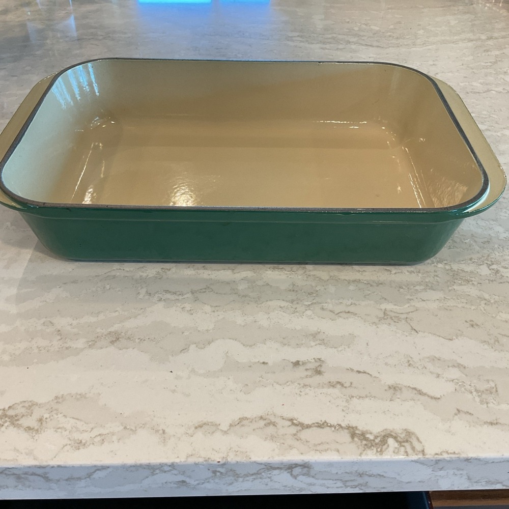 Le Creuset #40 Lasagna Baking Pan Enameled Cast Forest Gradient Green France